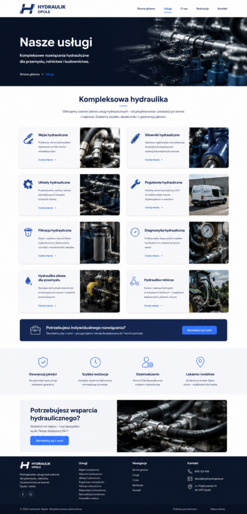nasze usługi serwis hydrauliczny